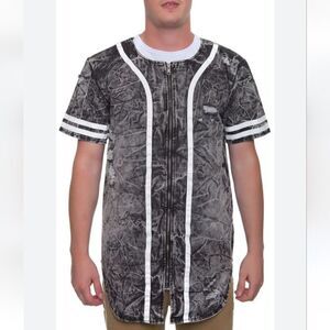 BLEECKER AND MERCER Major League zip baseball jersey in denim black M